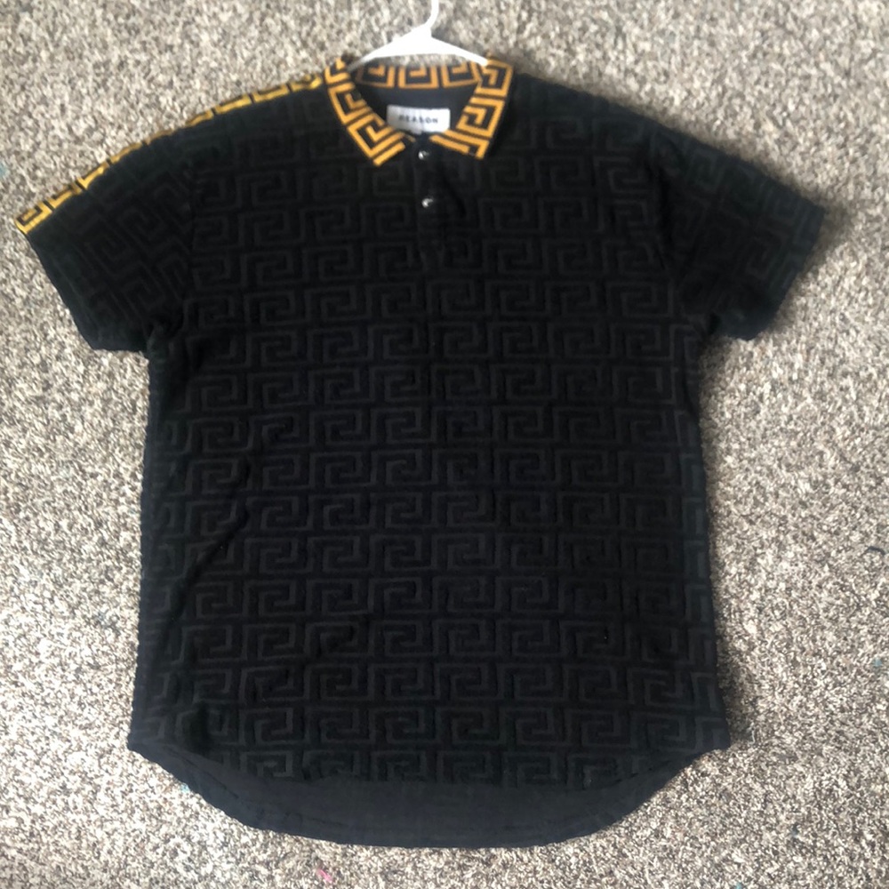 Textured patterned Reason collared shirt